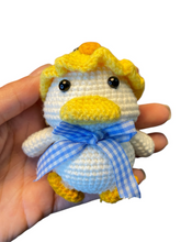 Load image into Gallery viewer, Cute Duck Wearing Chick Hat Crochet Keychain K006