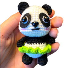 Load image into Gallery viewer, Cute Panda Wearing Skirt Crochet Keychain K007