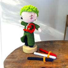 Load image into Gallery viewer, Green Hair Swordsman Crochet Figure K0201