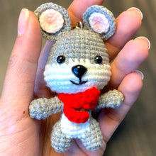 Load image into Gallery viewer, Cute Mouse with Red Scarf Crochet Keychain K004
