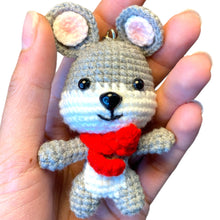 Load image into Gallery viewer, Cute Mouse with Red Scarf Crochet Keychain K004