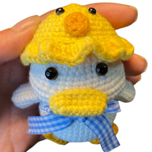 Load image into Gallery viewer, Cute Duck Wearing Chick Hat Crochet Keychain K006