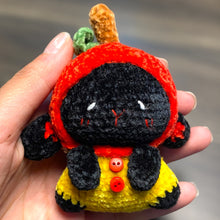 Load image into Gallery viewer, Cute Black Velvet Apple Bunny Crochet Keychain K029