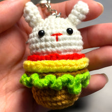 Load image into Gallery viewer, Cute Burger Bunny Crochet Keychain K030