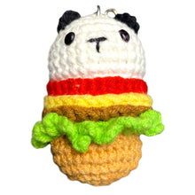 Load image into Gallery viewer, Cute Burger Panda Crochet Keychain K031