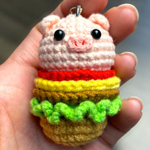 Load image into Gallery viewer, Cute Burger Piggy Crochet Keychain K032