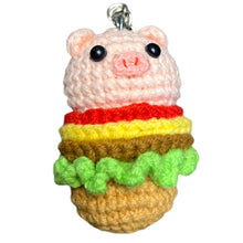Load image into Gallery viewer, Cute Burger Piggy Crochet Keychain K032