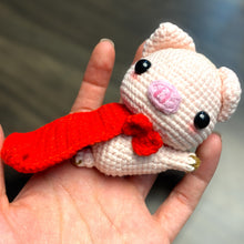 Load image into Gallery viewer, Cute Piggy with Red Cape Crochet Keychain K033