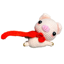 Load image into Gallery viewer, Cute Piggy with Red Cape Crochet Keychain K033