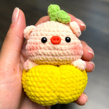 Load image into Gallery viewer, Cute Piggy Pumpkin Crochet Keychain K035