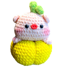 Load image into Gallery viewer, Cute Piggy Pumpkin Crochet Keychain K035