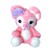 Load image into Gallery viewer, Cute Pink Kitty Cat with Bow Crochet Keychain K037