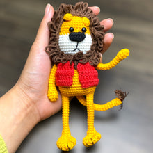 Load image into Gallery viewer, Cute Lion Full Body Fella with Vest Crochet Keychain K041
