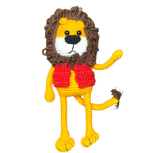 Load image into Gallery viewer, Cute Lion Full Body Fella with Vest Crochet Keychain K041