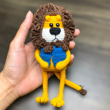 Load image into Gallery viewer, Cute Lion Full Body Fella with Vest Crochet Keychain K041