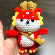 Load image into Gallery viewer, Cute Dragon Friend Wearing Bag Crochet Keychain K045