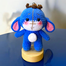 Load image into Gallery viewer, Soft Blue Blushy Elephant Crochet Keychain K0208