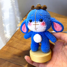 Load image into Gallery viewer, Soft Blue Blushy Elephant Crochet Keychain K0208