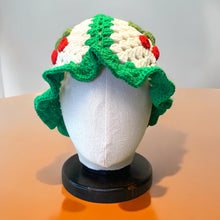 Load image into Gallery viewer, Granny Square Green Cherry Crochet Beanie
