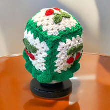 Load image into Gallery viewer, Granny Square Green Cherry Crochet Beanie