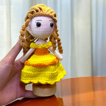 Load image into Gallery viewer, Yellow Ballroom Girl Crochet Figure K0219