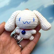 Load image into Gallery viewer, Big Ear White Pup Crochet Keychain K0221