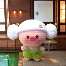 Load image into Gallery viewer, Cute BathTowel Head Piggy Crochet Keychain K026