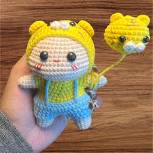 Load image into Gallery viewer, Cute Character in Tiger Costume Holding Tiger Balloon Crochet Keychain K005