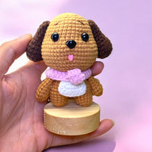 Load image into Gallery viewer, Brown Puppy Dog with Pink Scarf Crochet Keychain K0401