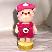 Load image into Gallery viewer, PJ Slumber Party Piggy Friends with Eyemask Soft Crochet Keychain K0413