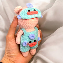 Load image into Gallery viewer, PJ Slumber Party Piggy Friends with Eyemask Soft Crochet Keychain K0413