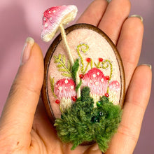 Load image into Gallery viewer, Premium Embroidered 3D Details Pink Mushroom Pin K0427