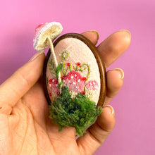 Load image into Gallery viewer, Premium Embroidered 3D Details Pink Mushroom Pin K0427