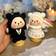 Load image into Gallery viewer, Anniversary Vow Renewal Bear Couple Soft Crochet Keychain Pair K0433