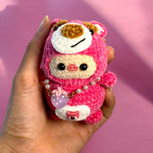 Load image into Gallery viewer, Costume & Purse Velvet Piggy Pals Crochet Keychain K0503