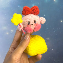 Load image into Gallery viewer, Pink Bubble Girl on Magnetic Star Crochet Keychain K0510