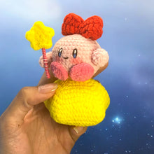 Load image into Gallery viewer, Pink Bubble Girl on Magnetic Star Crochet Keychain K0510