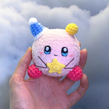 Load image into Gallery viewer, Pink Bubble Boy with Star Bedtime Beanie Fuzzy Crochet Keychain K0524