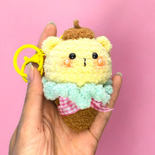 Load image into Gallery viewer, Yummy Yellow Pup Cone Fuzzy Crochet Keychain K0532