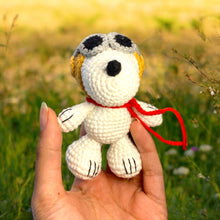 Load image into Gallery viewer, Pilot Pup Crochet Keychain K0533