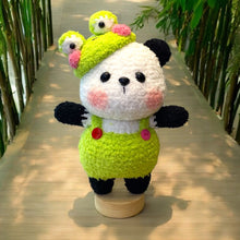 Load image into Gallery viewer, Fuzzy Frog Love Panda Crochet Figure K0534