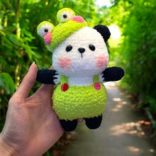 Load image into Gallery viewer, Fuzzy Frog Love Panda Crochet Figure K0534