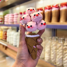 Load image into Gallery viewer, Bunch Of Soft Piggy Ice Cream Cone Crochet Figure with Magnet K0536