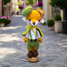 Load image into Gallery viewer, Sophisticated Old Timer Fox Crochet Figure K0540