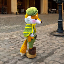 Load image into Gallery viewer, Sophisticated Old Timer Fox Crochet Figure K0540