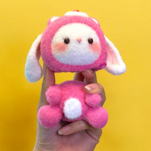Load image into Gallery viewer, Chonky Bunny in Pink Bear Pj's Crochet Figure with Magnetic Head K0546