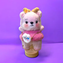 Load image into Gallery viewer, Pinky Monochromatic Dragon with Purse Crochet Fuzzy Figure with Magnetic Head K0547