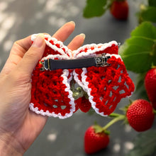 Load image into Gallery viewer, Strawberry Lover Crocheted Bow Clip K0552