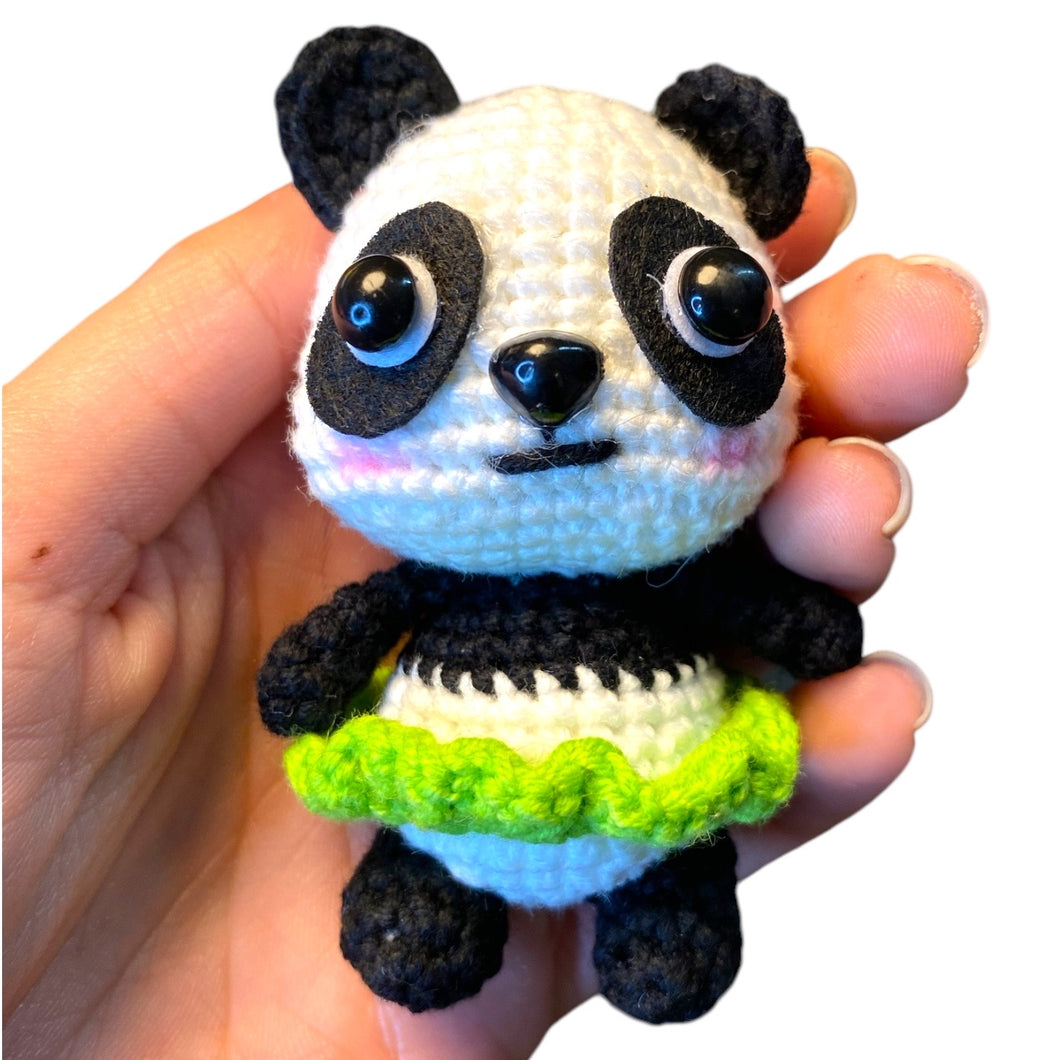 Cute Panda Wearing Skirt Crochet Keychain K007