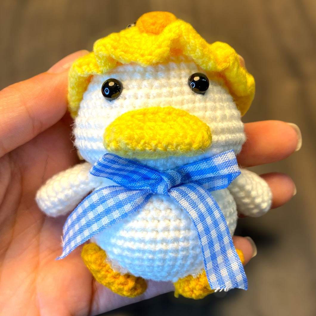 Cute Duck Wearing Chick Hat Crochet Keychain K006